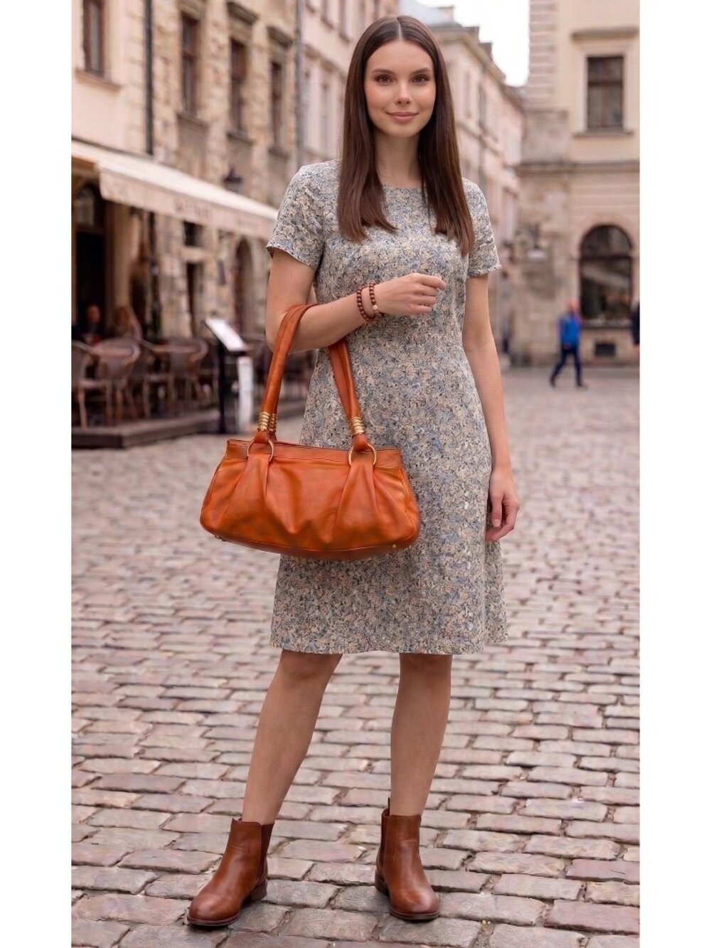 AVORIO - VERA PELLE - Orange Leather Shoulder Satchel - Made in Italy